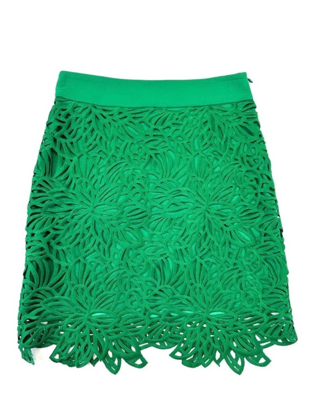 Milly New York lace skirt Size 0 Green Floral guipure Luxury Special Occasion